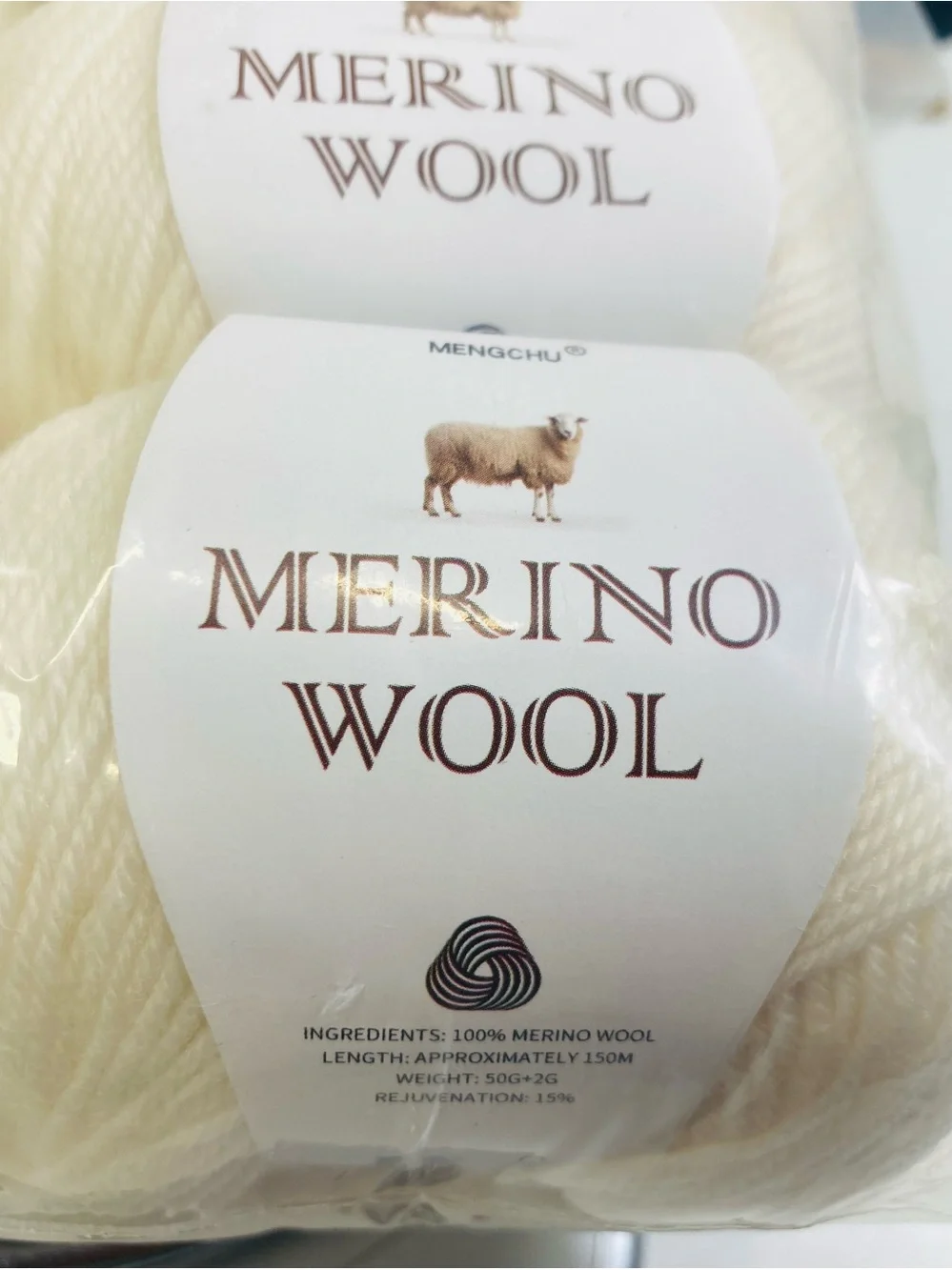 6 NWT ~300g total Mengchu 100% Merino Wool Yarn Color Half and Half Cream